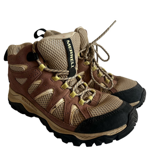 Merrell Oakcreek Mid Hiking Tan Black Outdoor Boots Waterproof Leather Women 9W